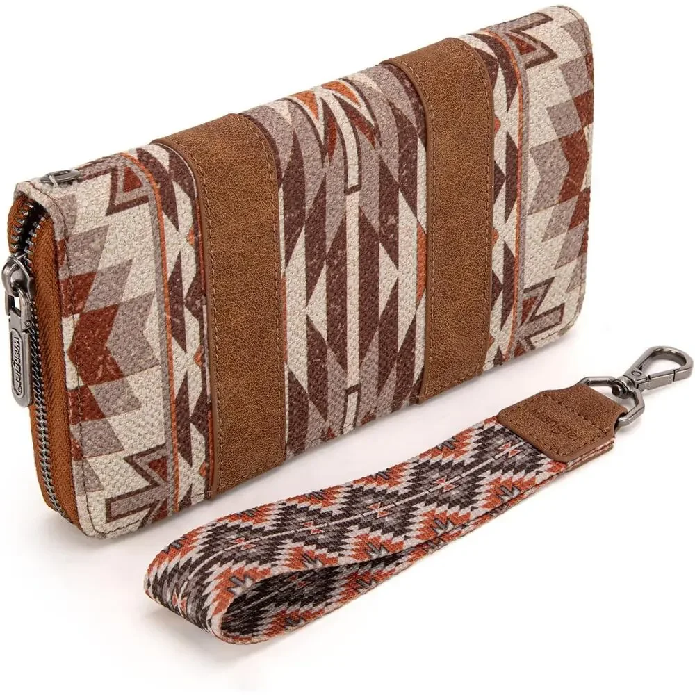 NEW Wrangler Aztec Boho Western‎ Wallet Wristlet Clutch RFID Credit Card Holder